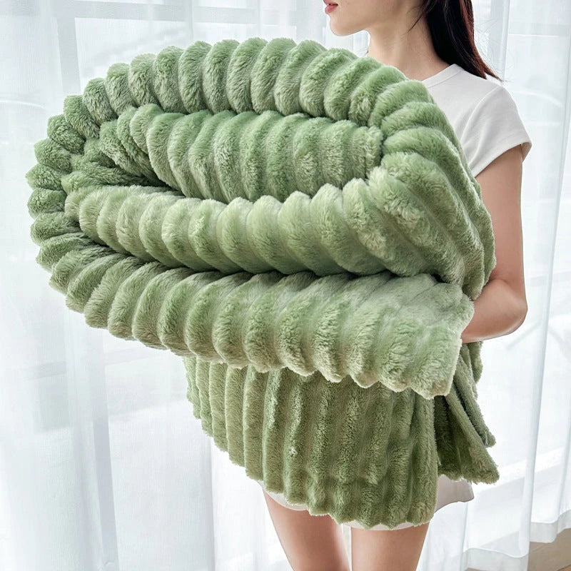 Rabbit Fur Plush Flannel Blanket